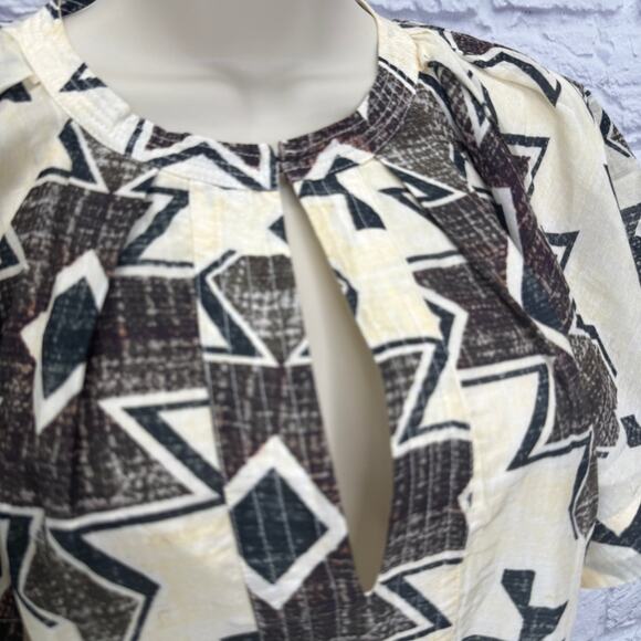 Maria Cher Formosa Carol Short Dress Mix 1 Cream Green Size L Aztec Tie Belt - Picture 5 of 10